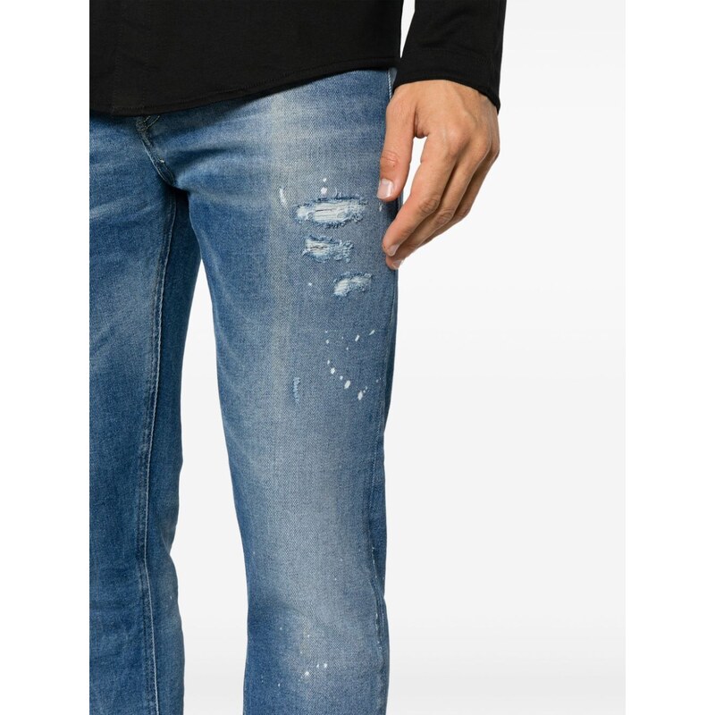DONDUP paint-splatter straight-leg jeans - Blue