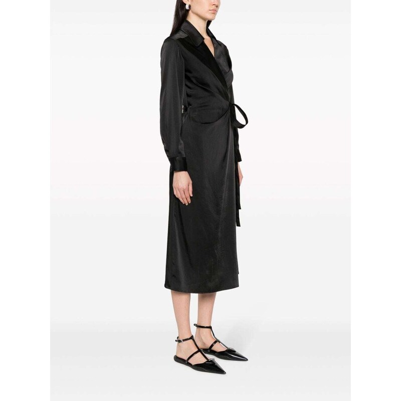 Claudie Pierlot wrap-design satin midi dress - Black