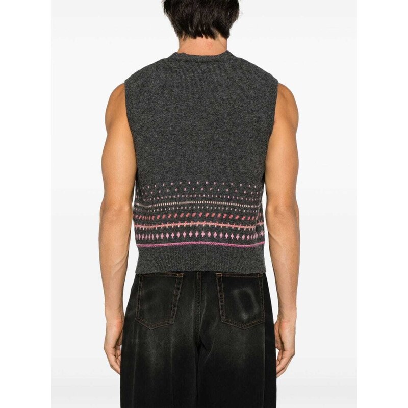 OUR LEGACY Rugart patterned-intarsia wool vest - Grey