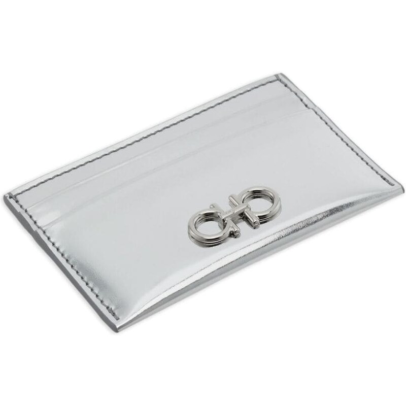 Ferragamo Gancini logo-plaque metallic cardholder - Silver