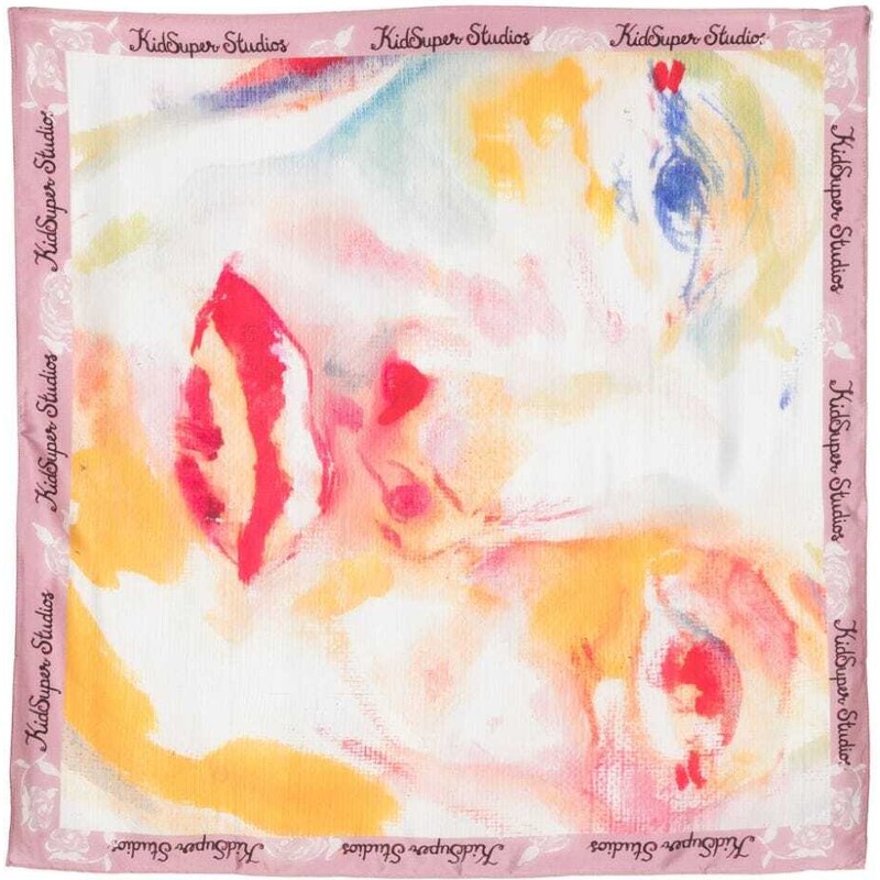 KidSuper face-motif silk scarf - Pink