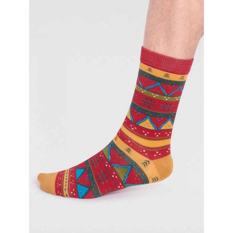 Thought Fashion UK Bambusové ponožky Casper Christmas Fairisle red 40-46