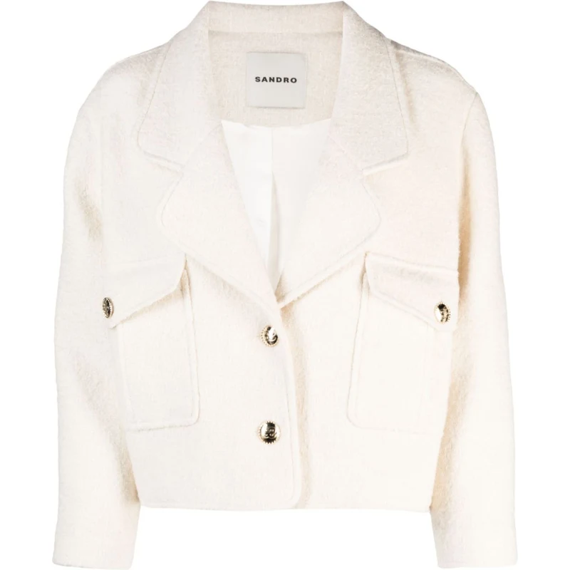 SANDRO Mason クロップド　シングルジャケット SANDRO Mason single-breasted cropped jacket - White - GLAMI.eco