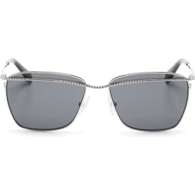 Swarovski crystal-embellished rectangle-frame sunglasses - Silver