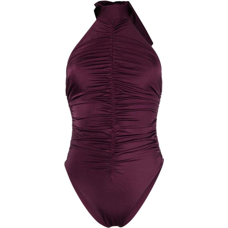 Noire Swimwear ruched halterneck swimsuit - Purple