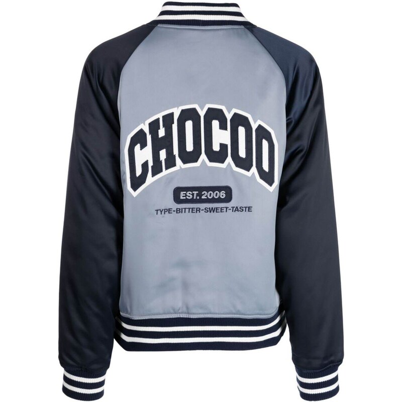 CHOCOOLATE logo-appliqué satin bomber jacket - Blue