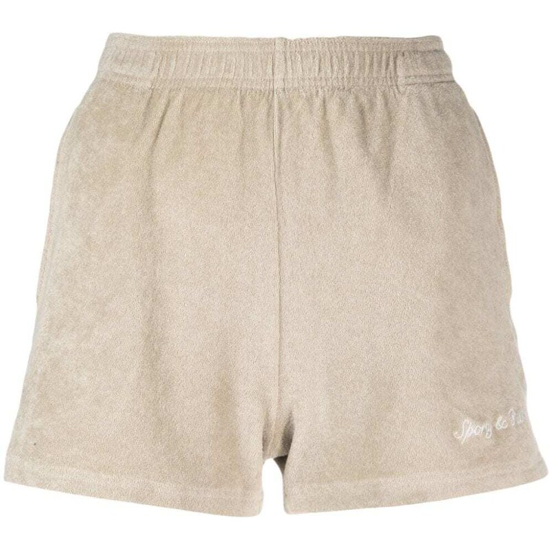 Sporty & Rich logo-embroidered terry-cloth track shorts - Neutrals