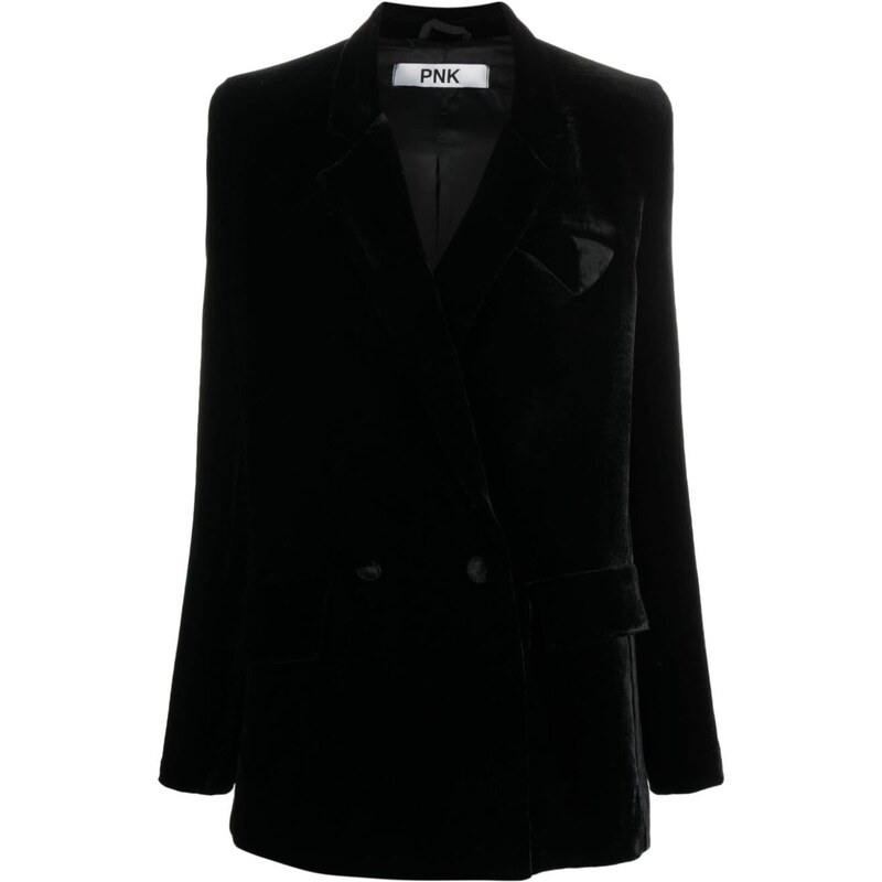 PNK double-breasted velvet blazer - Black