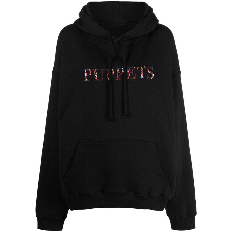 Puppets and Puppets crystal-embellished cotton-blend hoodie - Black
