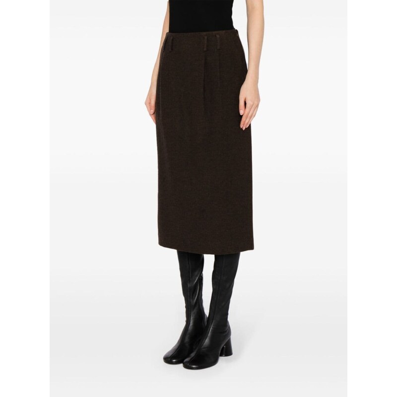 STUDIO TOMBOY decorative-button wool skirt - Brown