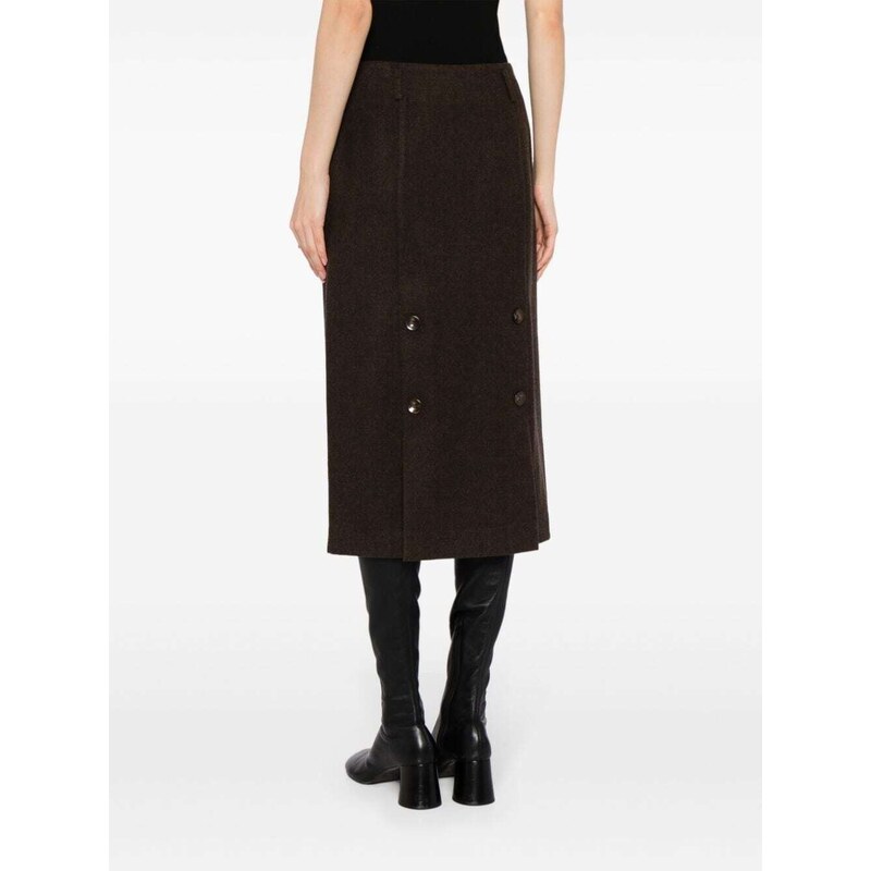 STUDIO TOMBOY decorative-button wool skirt - Brown