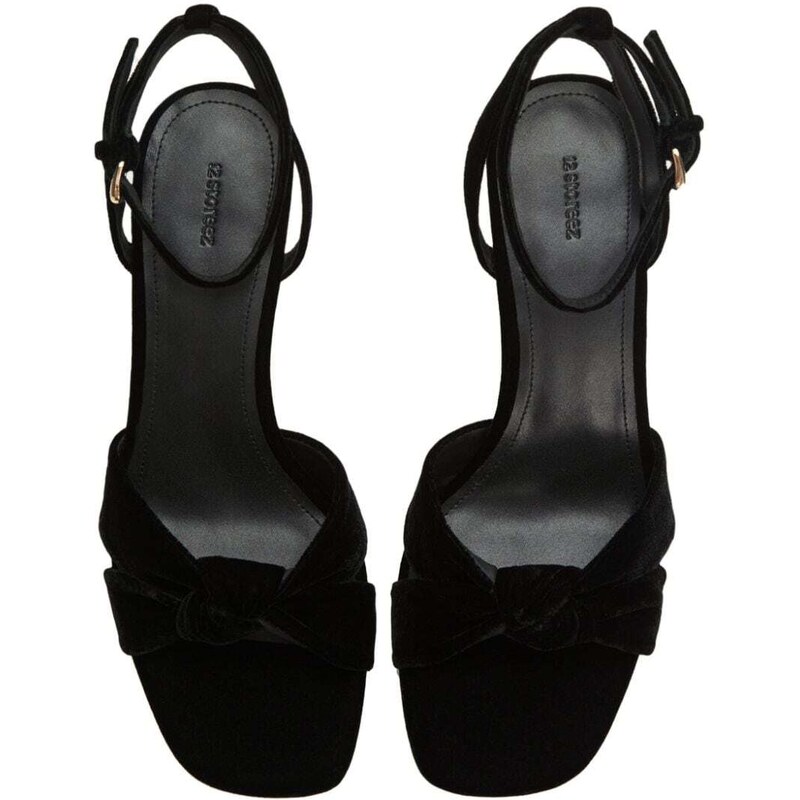 12 STOREEZ 75mm square-toe velvet sandals - Black