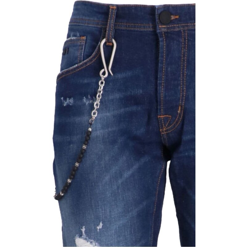 Sartoria Tramarossa 1980 chain-detail distressed jeans - Blue