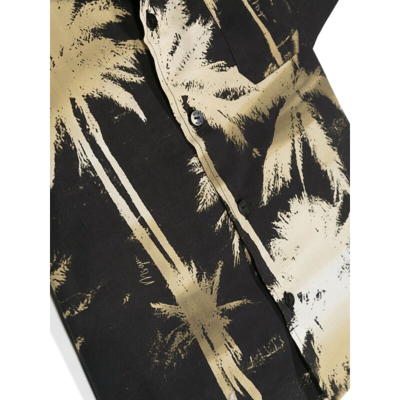 MSGM Kids palm tree-print poplin shirt - Black