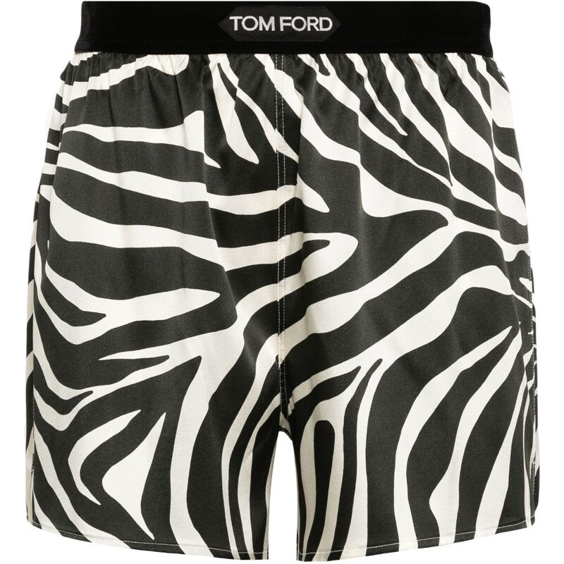 TOM FORD zebra-print satin shorts - Neutrals