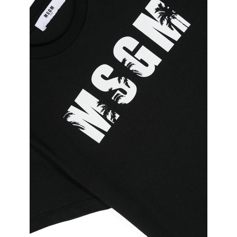MSGM Kids logo-print cotton T-shirt - Black