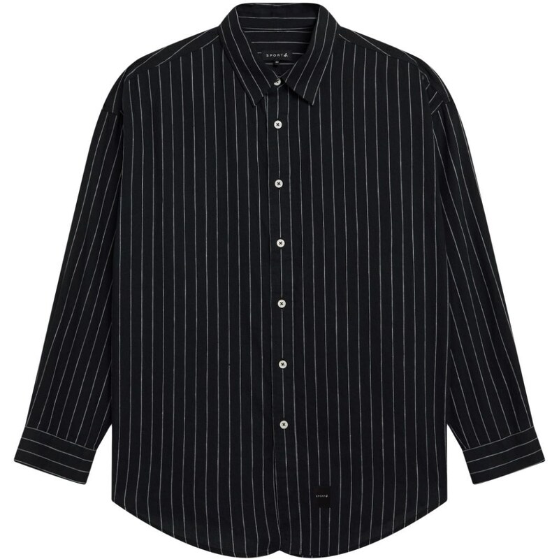 SPORT b. by agnès b. pinstriped long-sleeve shirt - Black