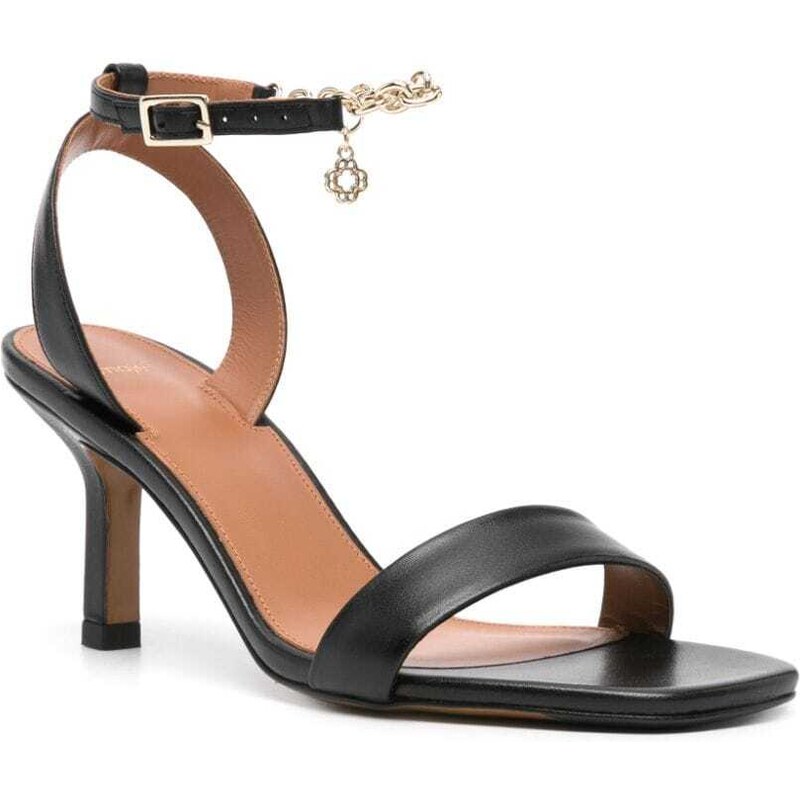 Maje chain-link leather sandals - Black