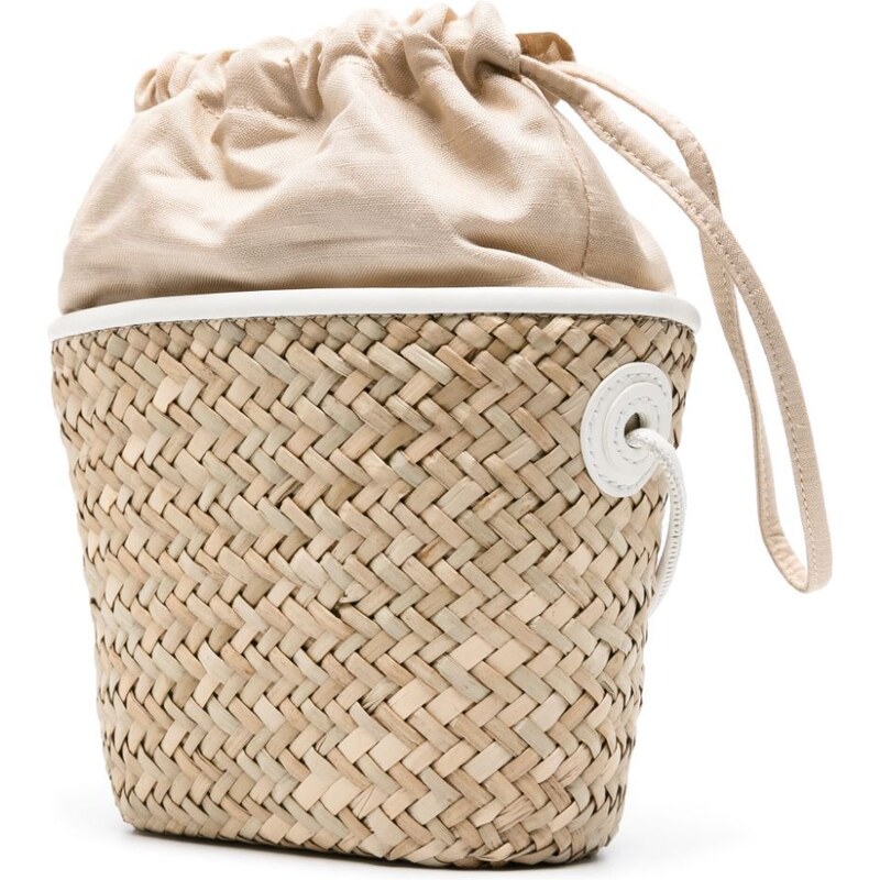 Claudie Pierlot small Straw Basket bucket bag - Neutrals