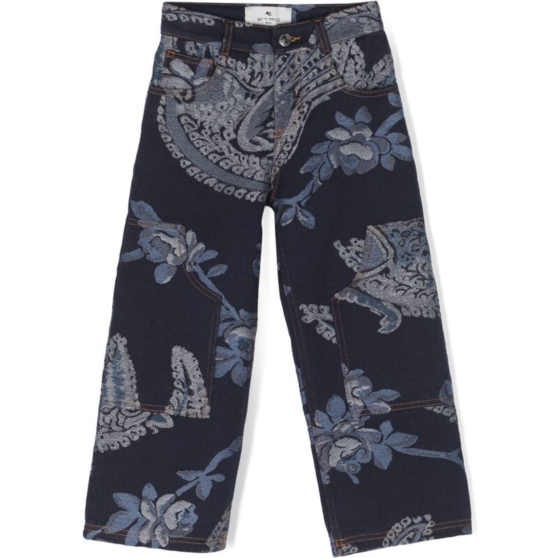 ETRO KIDS paisley-print straight-leg jeans - Blue