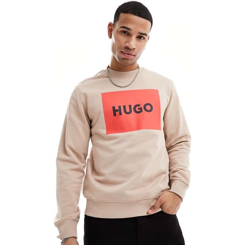 Hugo Red HUGO Duragol222 box logo sweatshirt in beige-Neutral