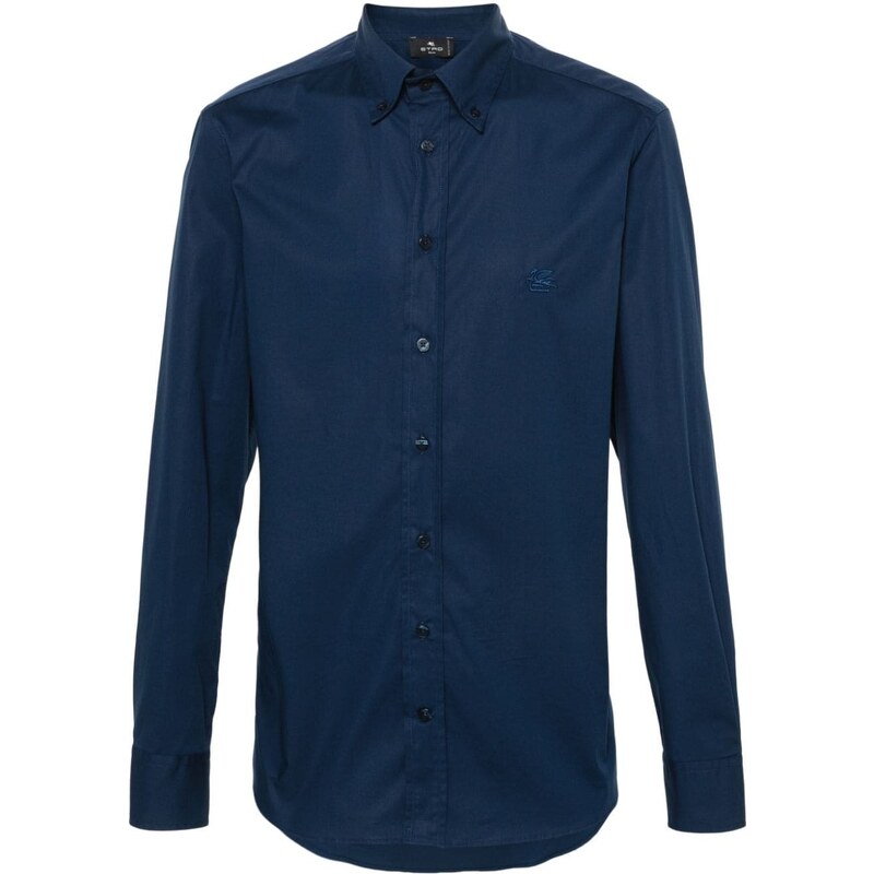 ETRO Pegaso-motif long-sleeve shirt - Blue