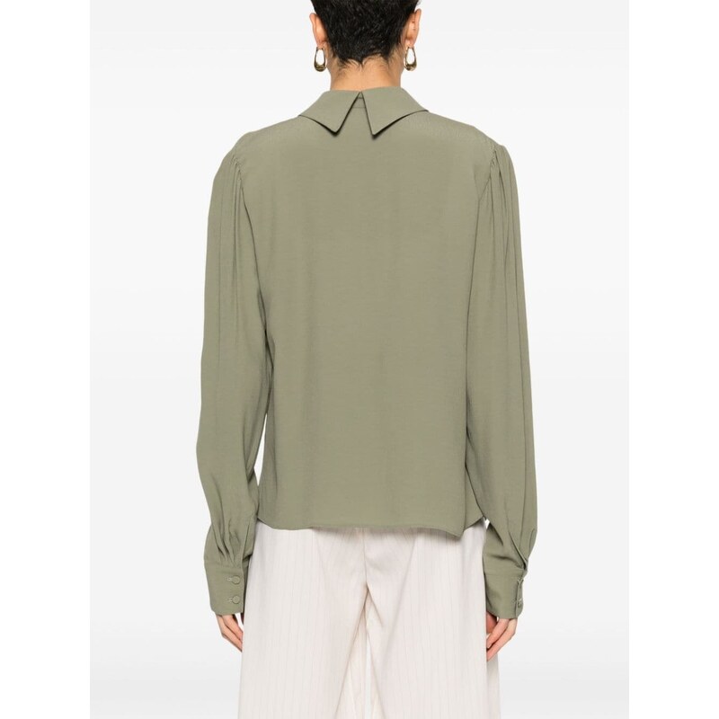 STYLAND spread-collar crepe shirt - Green