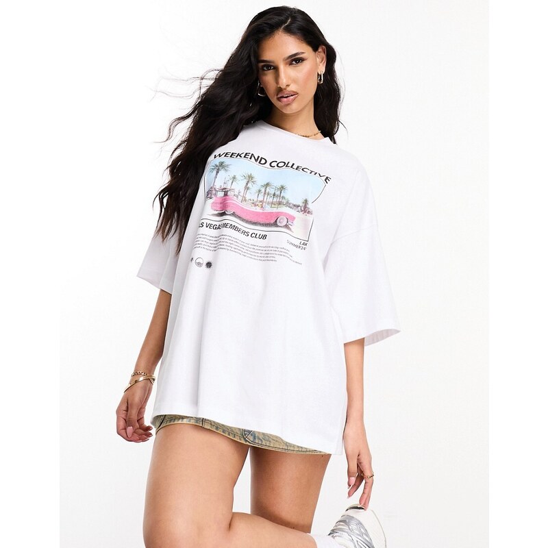 ASOS WEEKEND COLLECTIVE ASOS DESIGN Weekend Collective oversized t-shirt with las vegas graphic-Multi