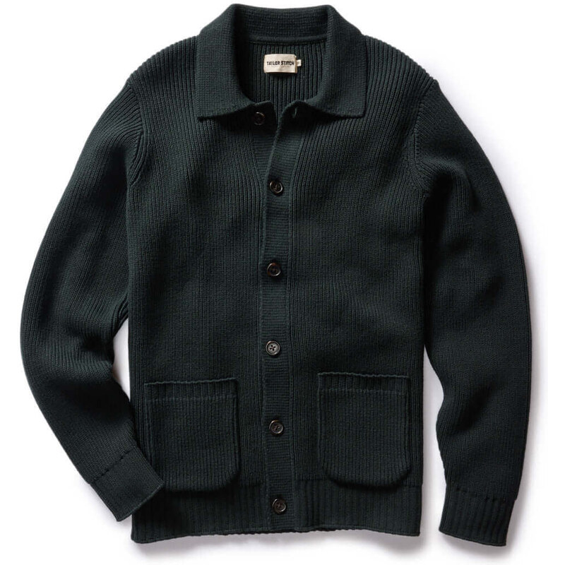 Taylor Stitch The Harbor Sweater Jacket in Black Pine Heather