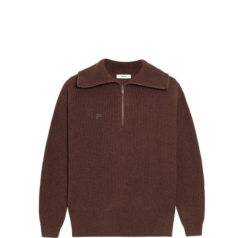 PANGAIA - Recycled Cashmere Half Zip Sweater - chestnut brown