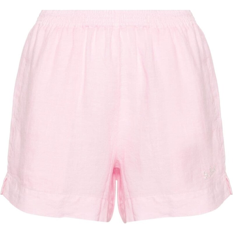 MC2 Saint Barth logo-embroidered linen shorts - Pink
