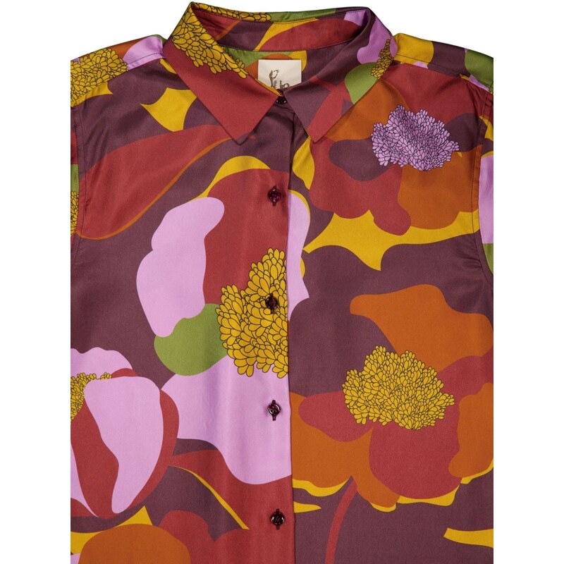 PAULA floral-print silk shirt - Brown