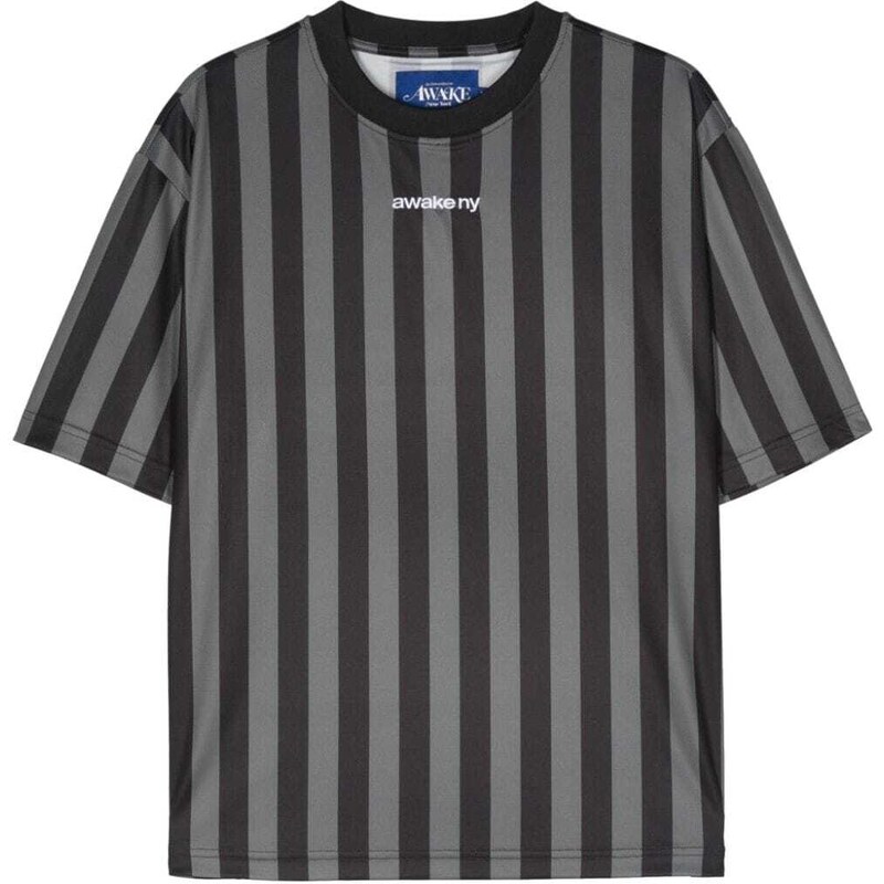 Awake NY logo-embroidered striped T-shirt - Black