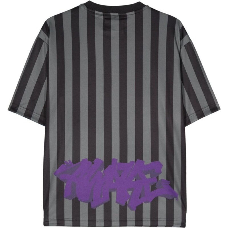 Awake NY logo-embroidered striped T-shirt - Black