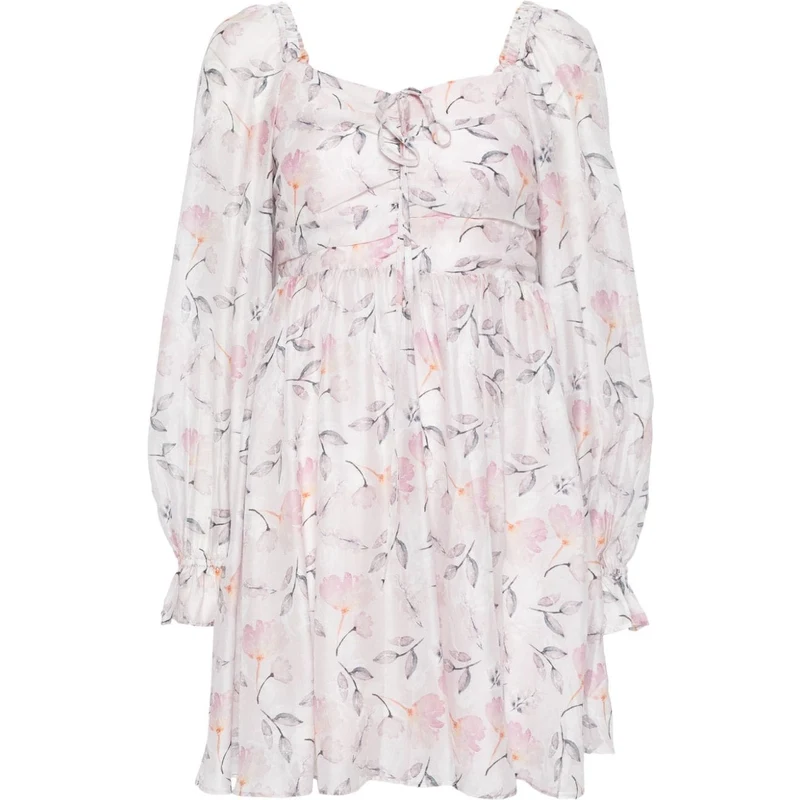 b+ab floral-print pleat-detail midi dress - Pink - GLAMI.eco