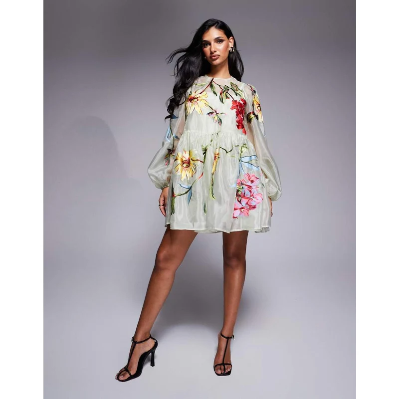 asos luxe organza dress ASOS LUXE - Embellished Mini Dress - Women - Polyester - 12 US