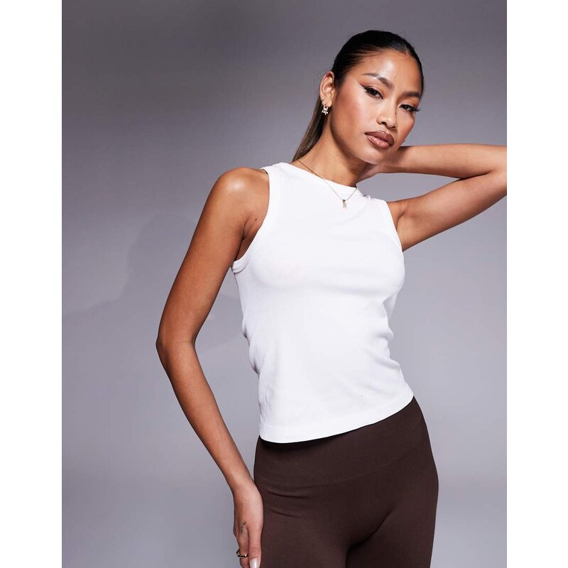 4505 Icon seamless 90's rib racer vest in white