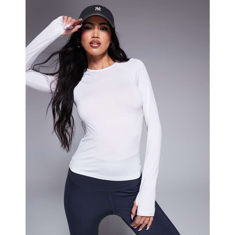 4505 Icon slim fit active long sleeve top in white