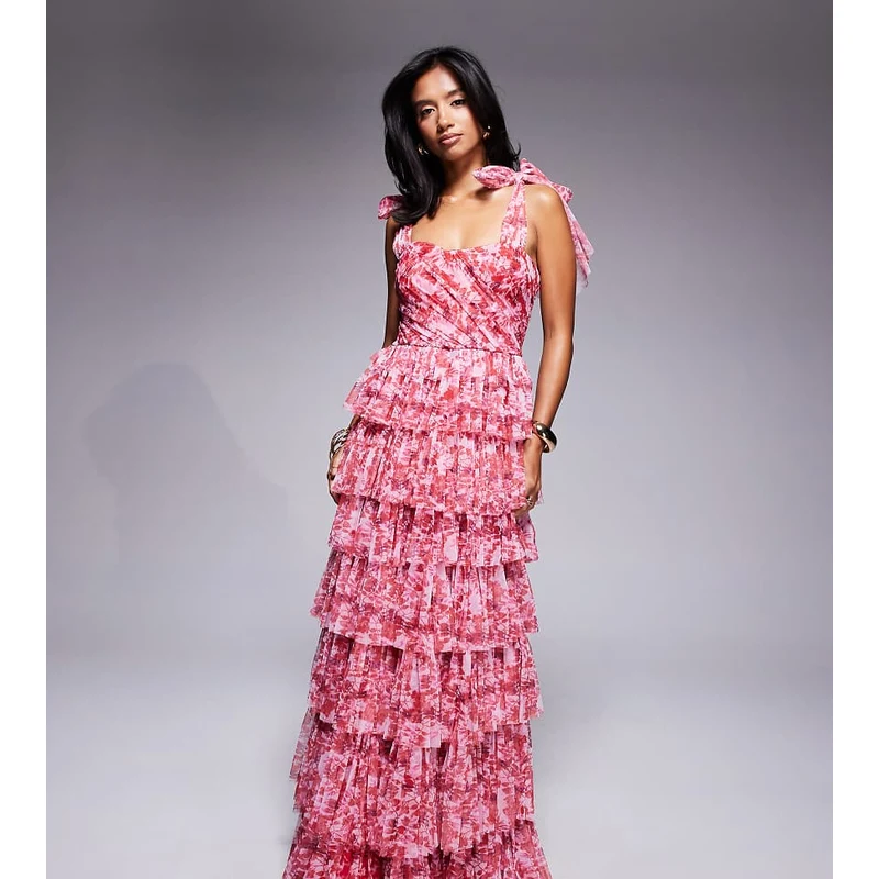 Asos Hot Floral Bright Pink Lace Dress Lace Beads L'invite Robe Longue En Tulle Avec Asos Hot Floral Bright Pink Lace Dress Lace Beads L'invite Robe Longue En Tulle Avec