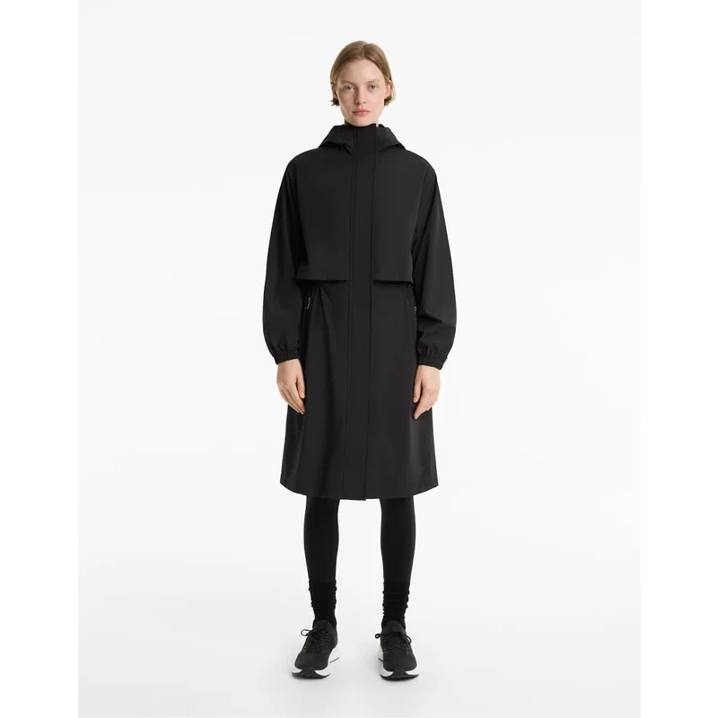 OYSHOブラック スキーウェア、ベルト付き！ OYSHO 10k waterproof extra-lightweight long jacket in black