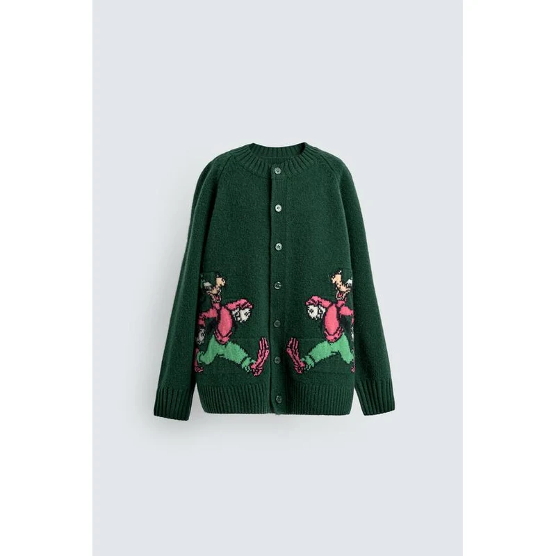 GOOFY WOOL CARDIGAN HARRY LAMBERT FOR ZARA X DISNEY Dark green 6-7