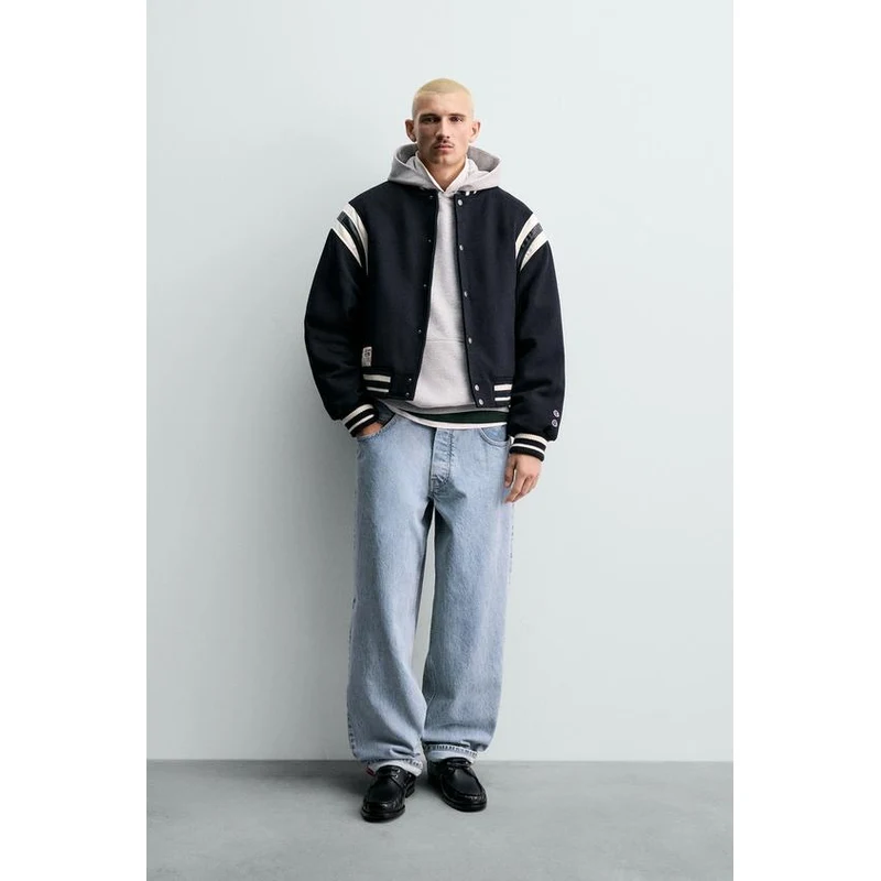 ZARA × Champion スタジャン L ネイビー バーシティジャケット 555186004.webp