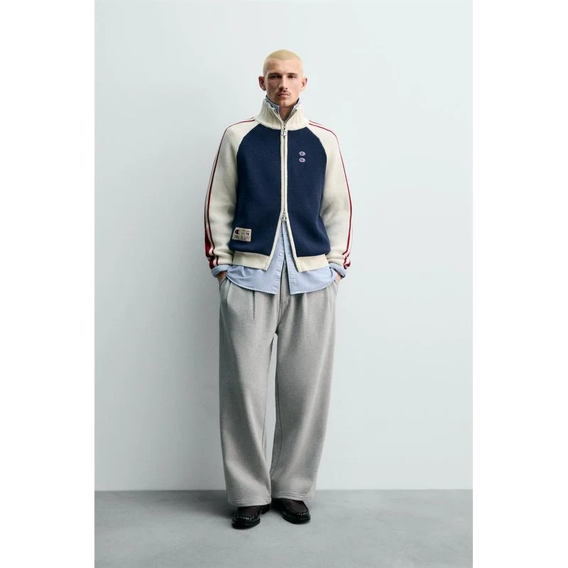 CHAMPION X ZARA COLOUR BLOCK STRIPE CARDIGAN Navy blue S - GLAMI.eco