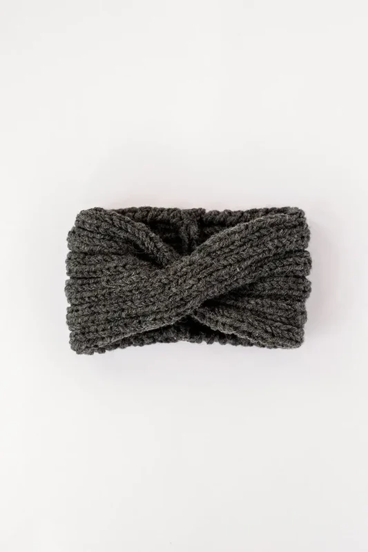 Plexida Chunky Ribbed Twist Headband Wool - Dark Grey