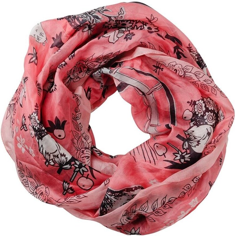 Lasessor Finsko Hedvábný šátek loop-scarf Moomin Picnic pink
