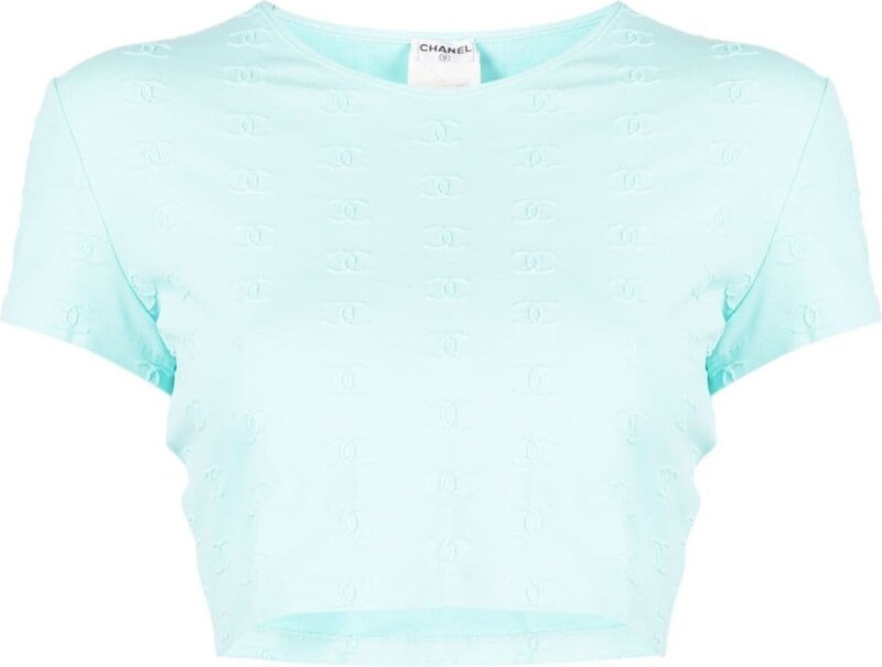 CHANEL Pre-Owned 1997 CC cropped T-shirt - Blue