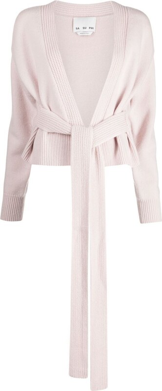 SA SU PHI tied-waist wool-cashmere cardigan - Pink