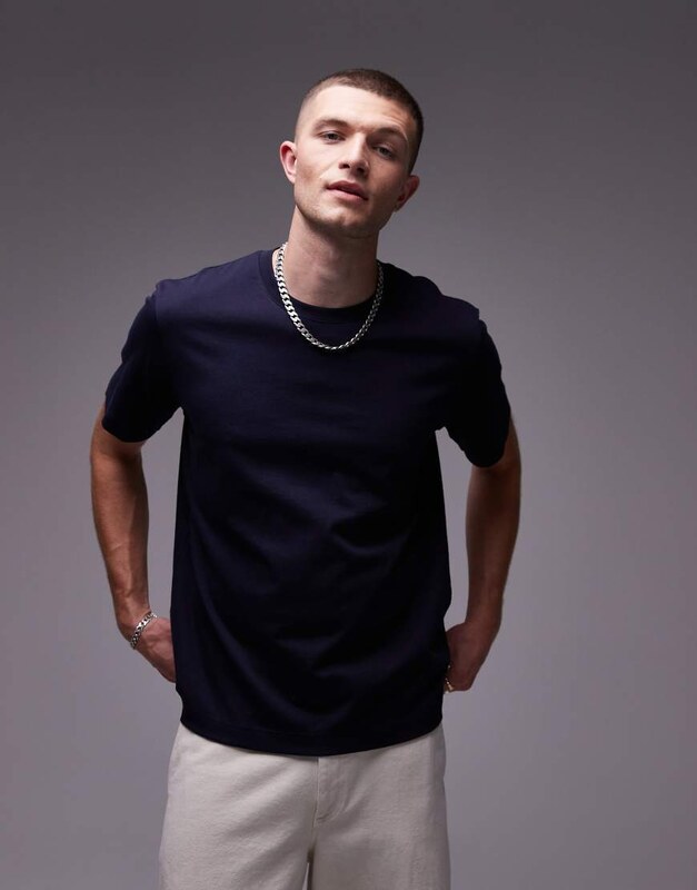 ARKET heavyweight jersey t-shirt in navy blue