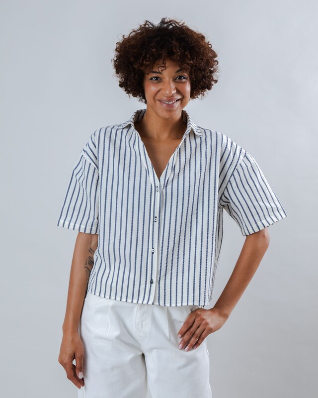 Brava Fabrics Sailor Cropped Blouse Blue - 100% Organic Cotton