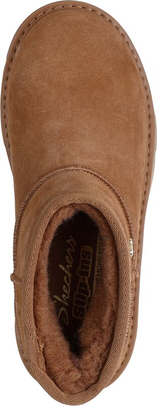 Skechers Women's Slip-ins: Keepsakes Cosy - Cosy Mini Boots in Chestnut, Size 2 | Leather/Metal/Textile